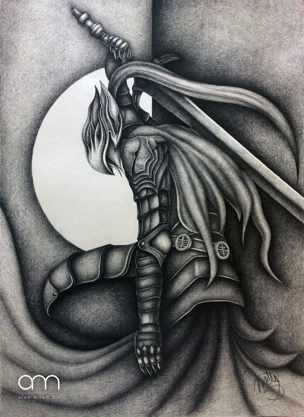 “Dark Souls - Sir Artorias” - 35/50 cm; pencil on paper;