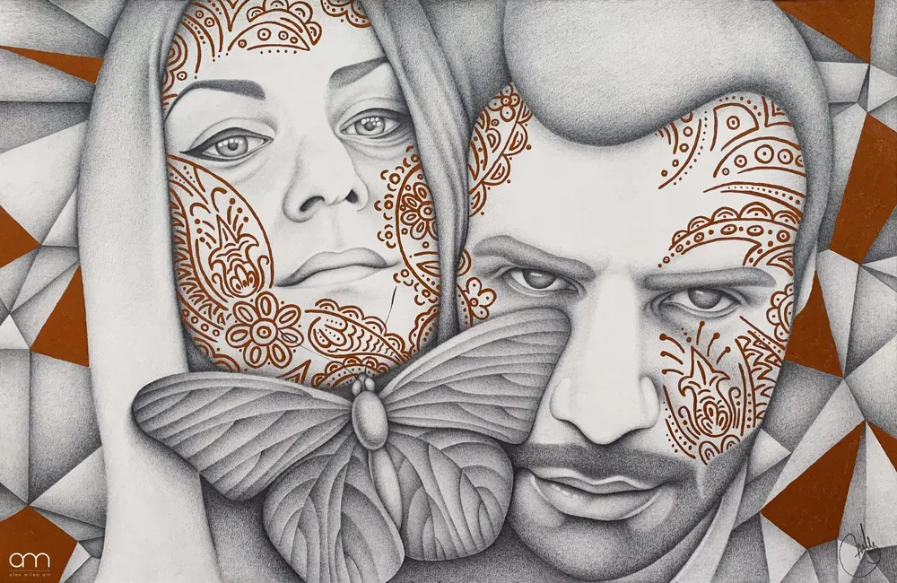 “The Ritual” - 36 x 50 cm; pencil + liquid renaissance gold on paper;
