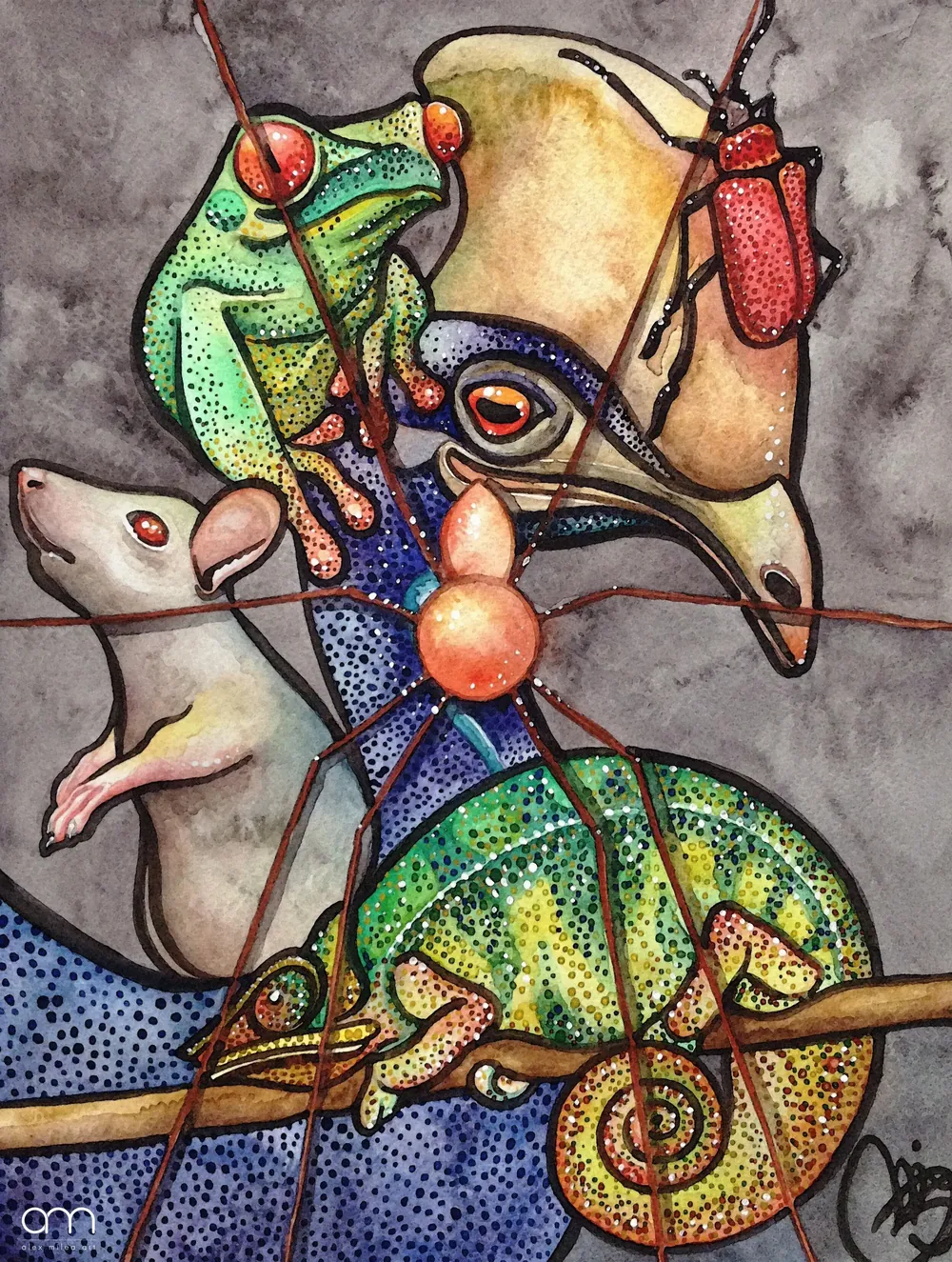 “Dominant Species” - 24×32 cm; watercolors on paper;