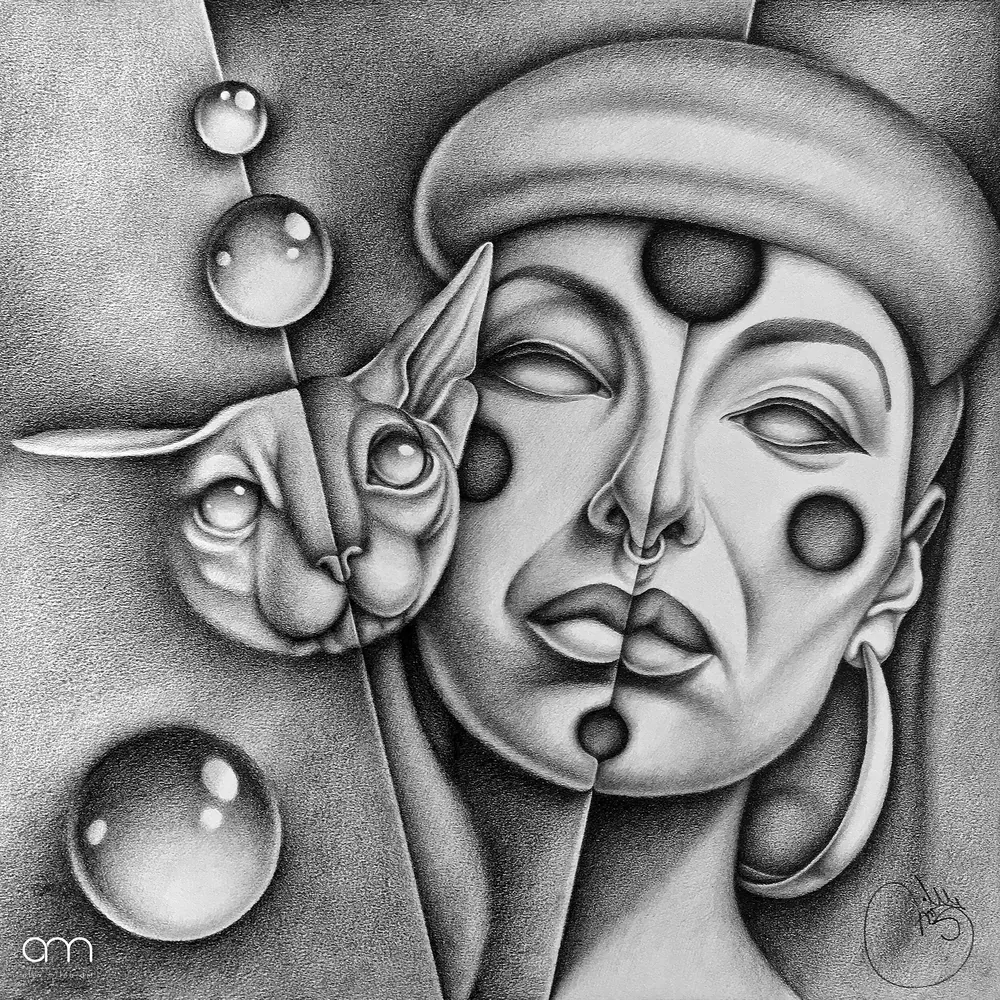 “Cosmic Eggs” - 35x35 cm; pencil on paper;