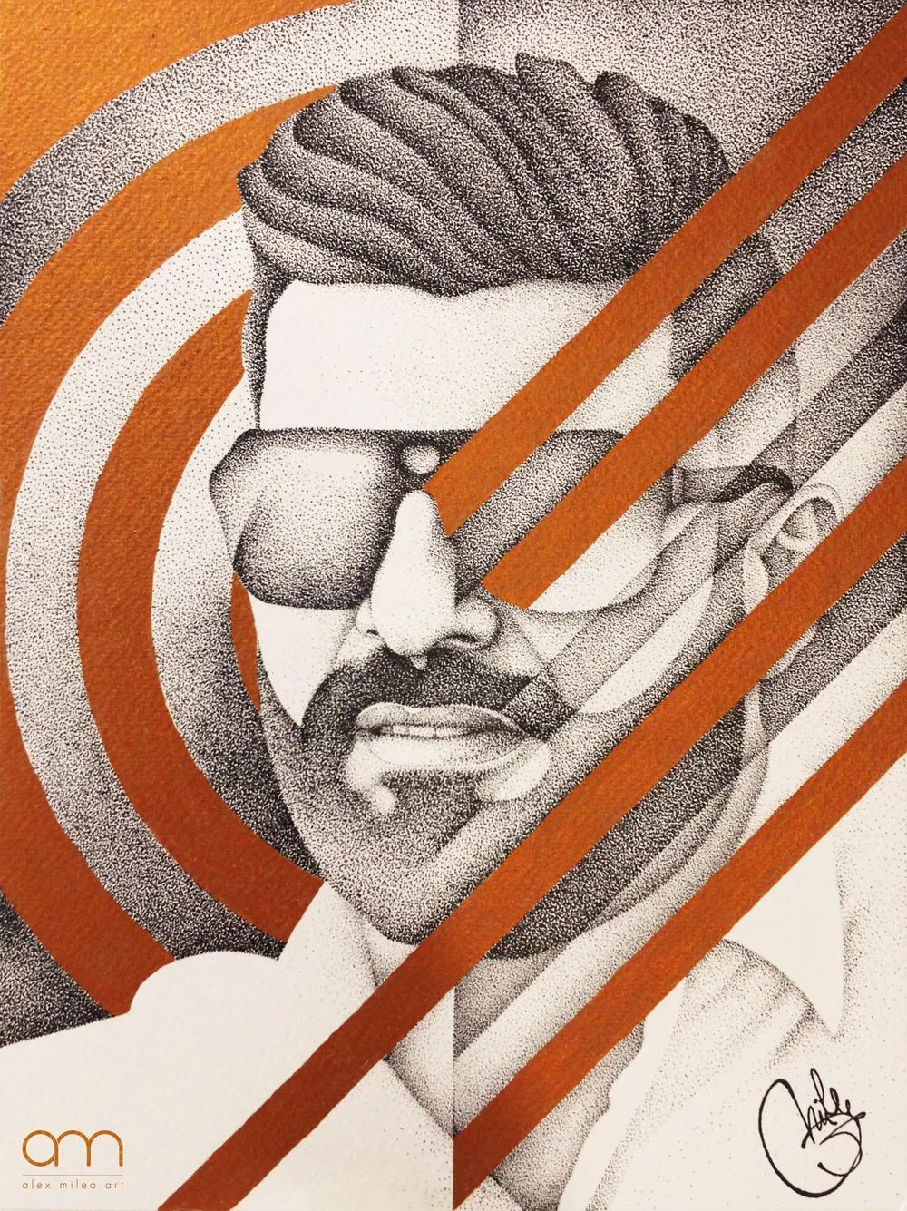 “Dr Ahmad Jbara” - 24 x 32 cm; ink + liquid renaissance gold on paper; ~30 hours ;